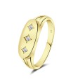 Plain Shape of Three Blink CZ Stone Silver Ring NSR-4040